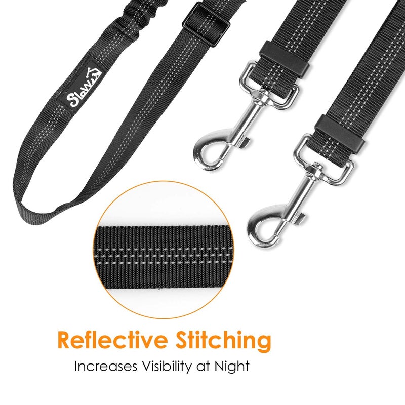 AUTOWT Double Dog Leash, No Tangle 360Â°Swivel Rotation Reflective Lead Attachment Adjustable Length Dual Two Dogs Lead Splitter, Comfortable Shock Absorbing Walking Training for 2 Dogs - Image 3